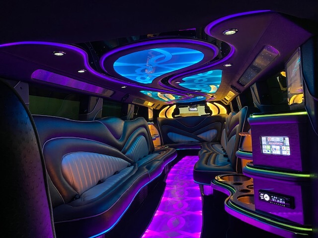 Inside a luxurious limousine