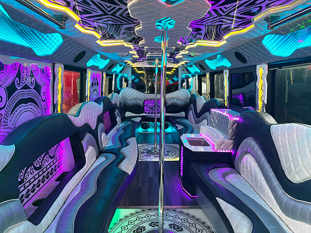 Party bus with two dance poles