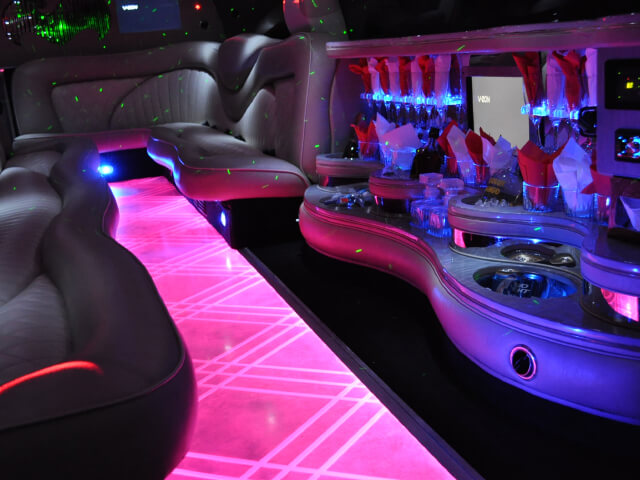 Limo interior with bar area