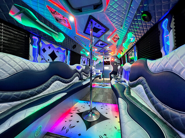 Luxurious party bus interior