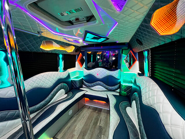 Luxurious party bus interior