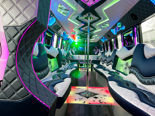 Lush party bus interior
