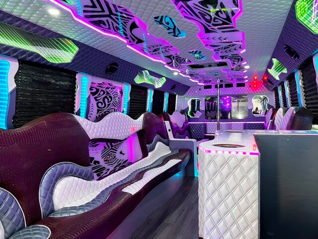 Ample party bus with LED lights